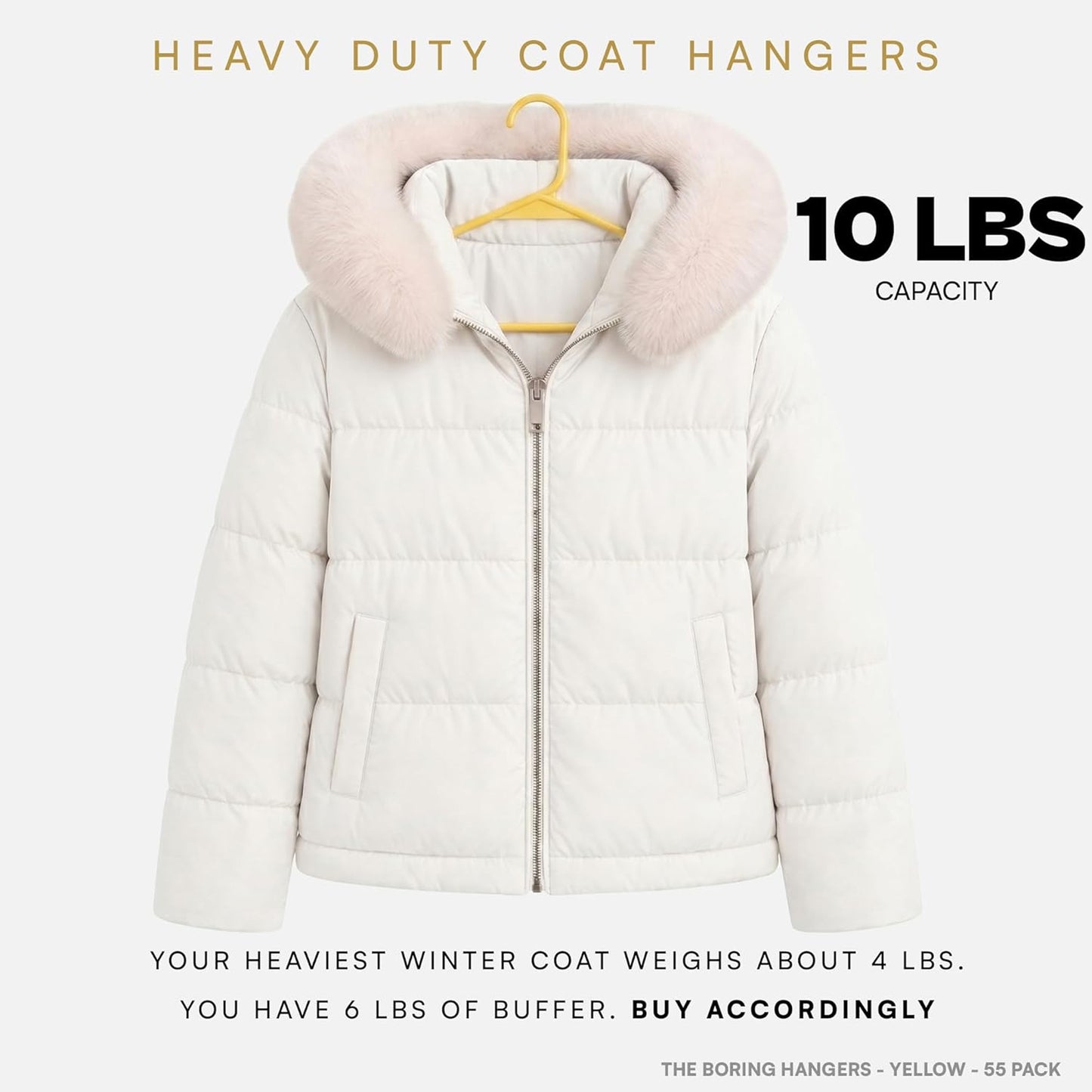 The Boring Hangers 55 Pack - 10 lb Heavy Duty Adult Hangers for Closet, Space Saving & Slim Plastic Coat Hangers for Shirts Suits Jackets - 0.20" Thin Minimalist Hangers