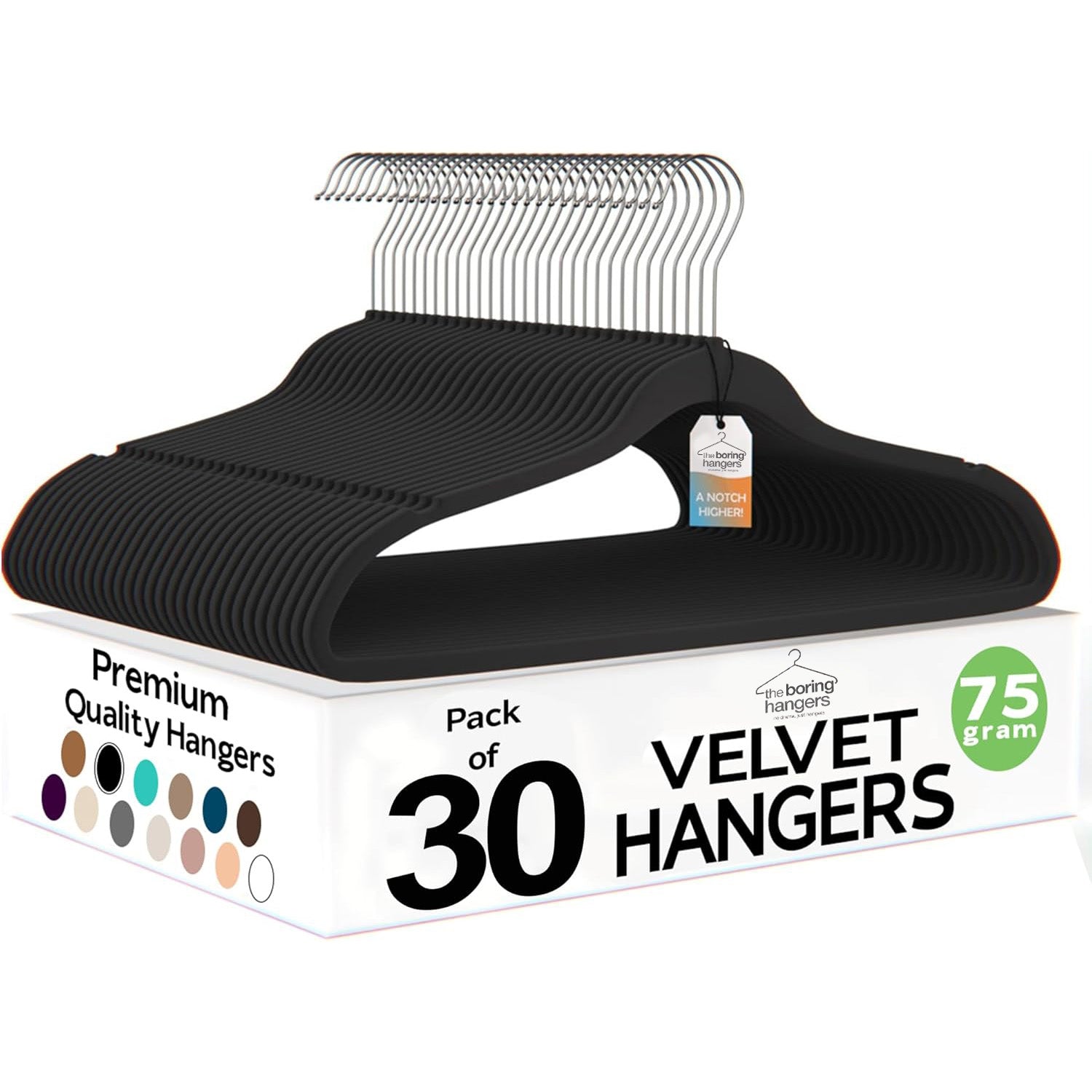 The Boring Hangers - Slim Non Slip Adult Clothes Felt Hangers for Heavy Duty Use