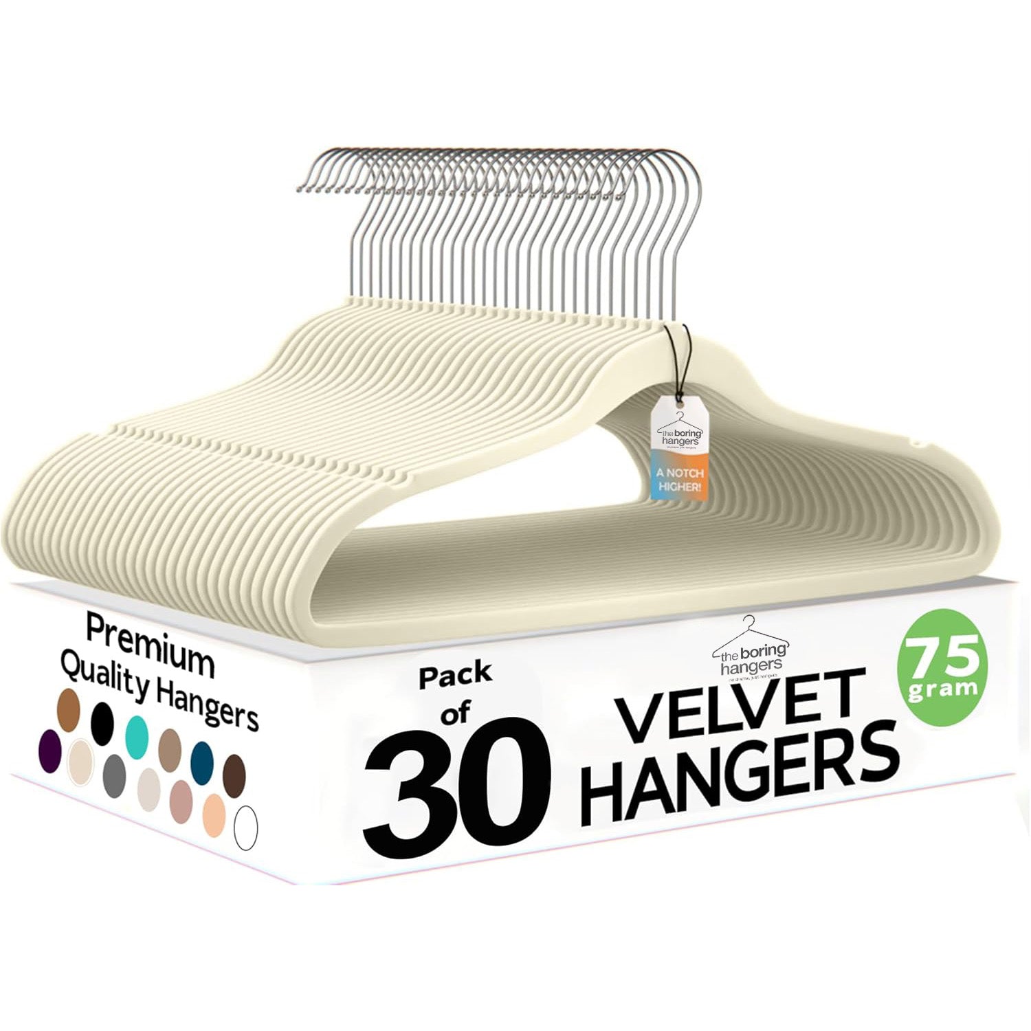 The Boring Hangers - Slim Non Slip Adult Clothes Felt Hangers for Heavy Duty Use