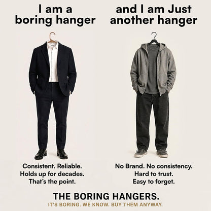 The Boring Hangers 22 Pack - 10 lb Heavy Duty Adult Hangers for Closet, Space Saving & Slim Plastic Hangers for Shirts Suits Jackets - 0.20" Thin Minimalist Hangers.