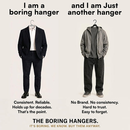 The Boring Hangers 22 Pack - 10 lb Heavy Duty Adult Hangers for Closet, Space Saving & Slim Plastic Hangers for Shirts Suits Jackets - 0.20" Thin Minimalist Hangers.
