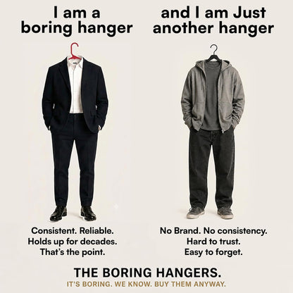 The Boring Hangers 22 Pack - 10 lb Heavy Duty Adult Hangers for Closet, Space Saving & Slim Plastic Hangers for Shirts Suits Jackets - 0.20" Thin Minimalist Hangers.