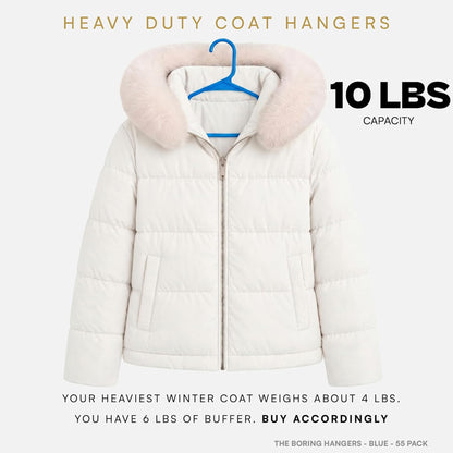 The Boring Hangers 22 Pack - 10 lb Heavy Duty Adult Hangers for Closet, Space Saving & Slim Plastic Hangers for Shirts Suits Jackets - 0.20" Thin Minimalist Hangers.