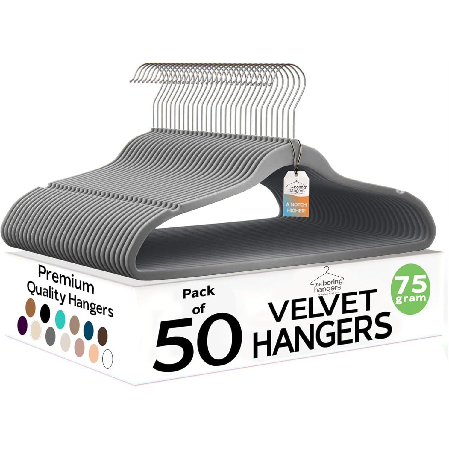 The Boring Hangers - Slim Non Slip Adult Clothes Felt Hangers for Heavy Duty Use