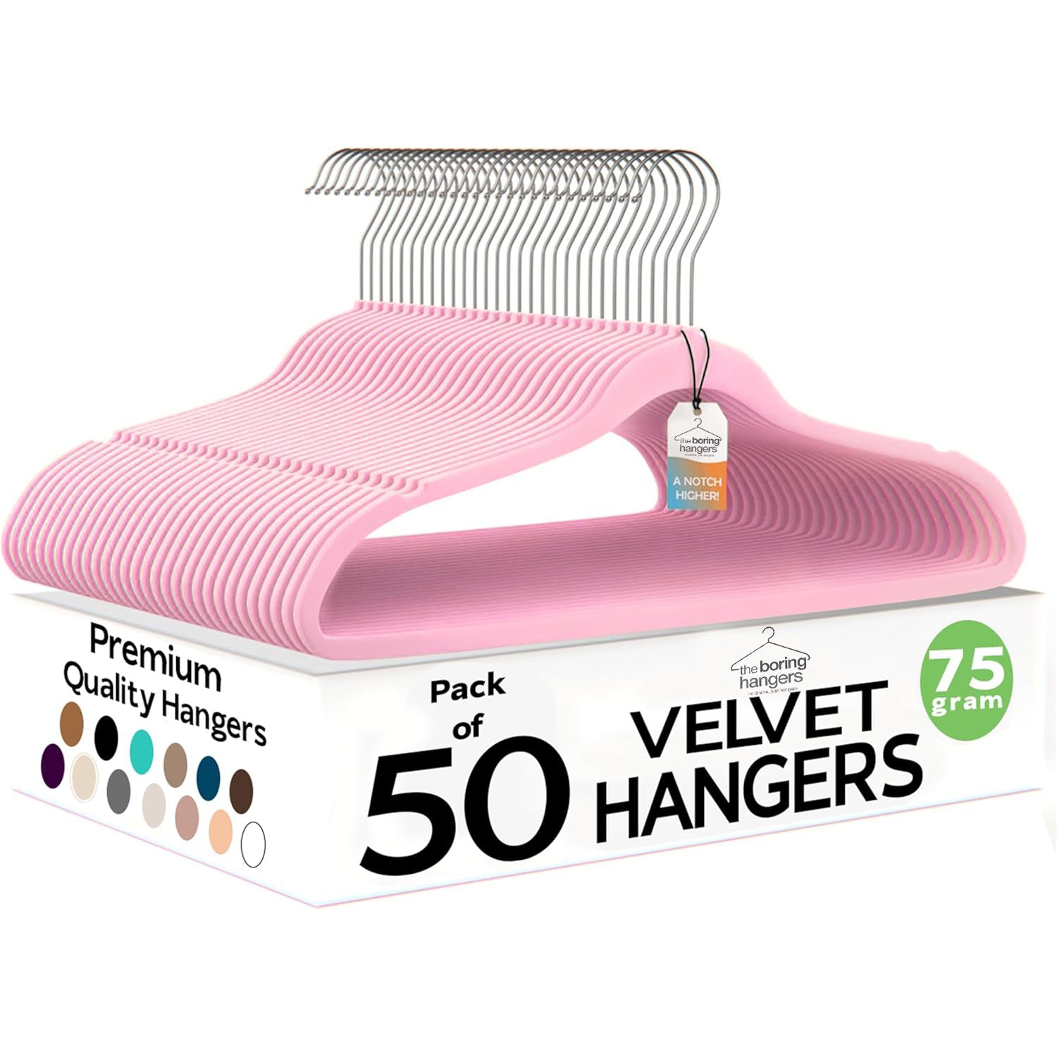 The Boring Hangers - Slim Non Slip Adult Clothes Felt Hangers for Heavy Duty Use