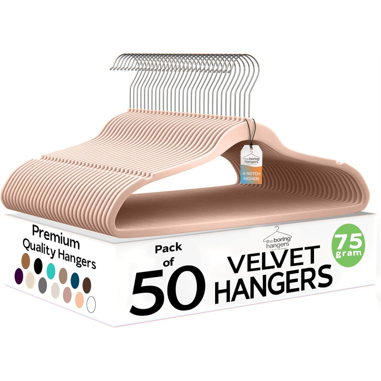 The Boring Hangers - Slim Non Slip Adult Clothes Felt Hangers for Heavy Duty Use