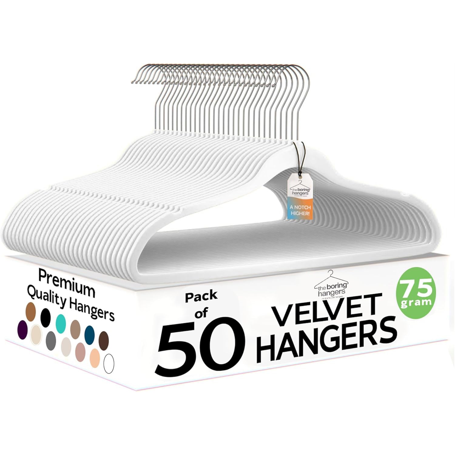 The Boring Hangers - Slim Non Slip Adult Clothes Felt Hangers for Heavy Duty Use