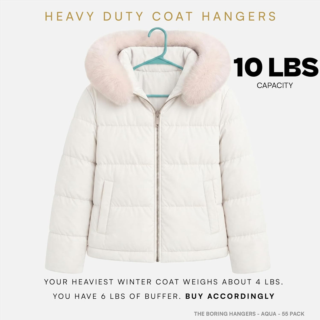 The Boring Hangers 22 Pack - 10 lb Heavy Duty Adult Hangers for Closet, Space Saving & Slim Plastic Hangers for Shirts Suits Jackets - 0.20" Thin Minimalist Hangers.