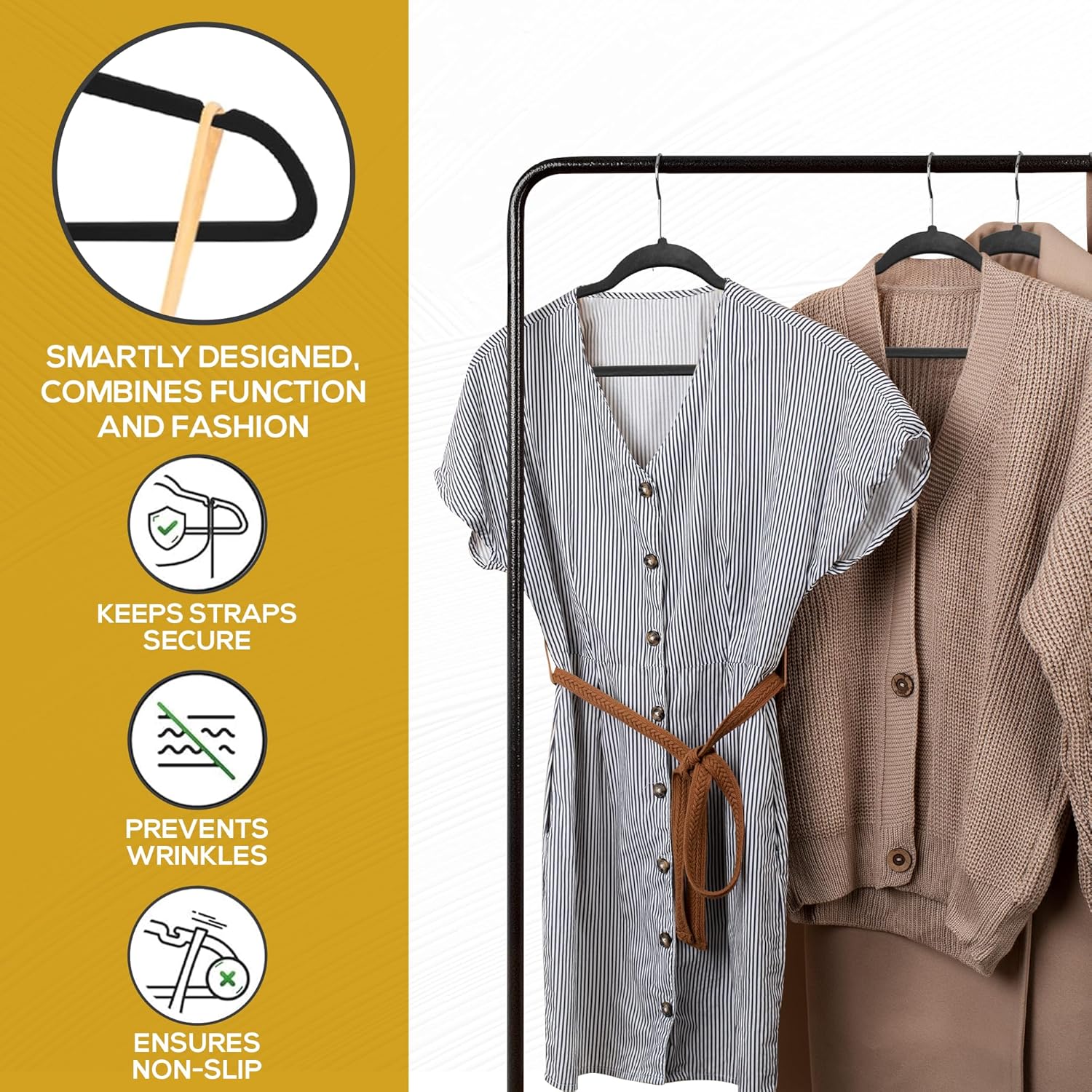 The Boring Hangers - Slim Non Slip Adult Clothes Felt Hangers for Heavy Duty Use