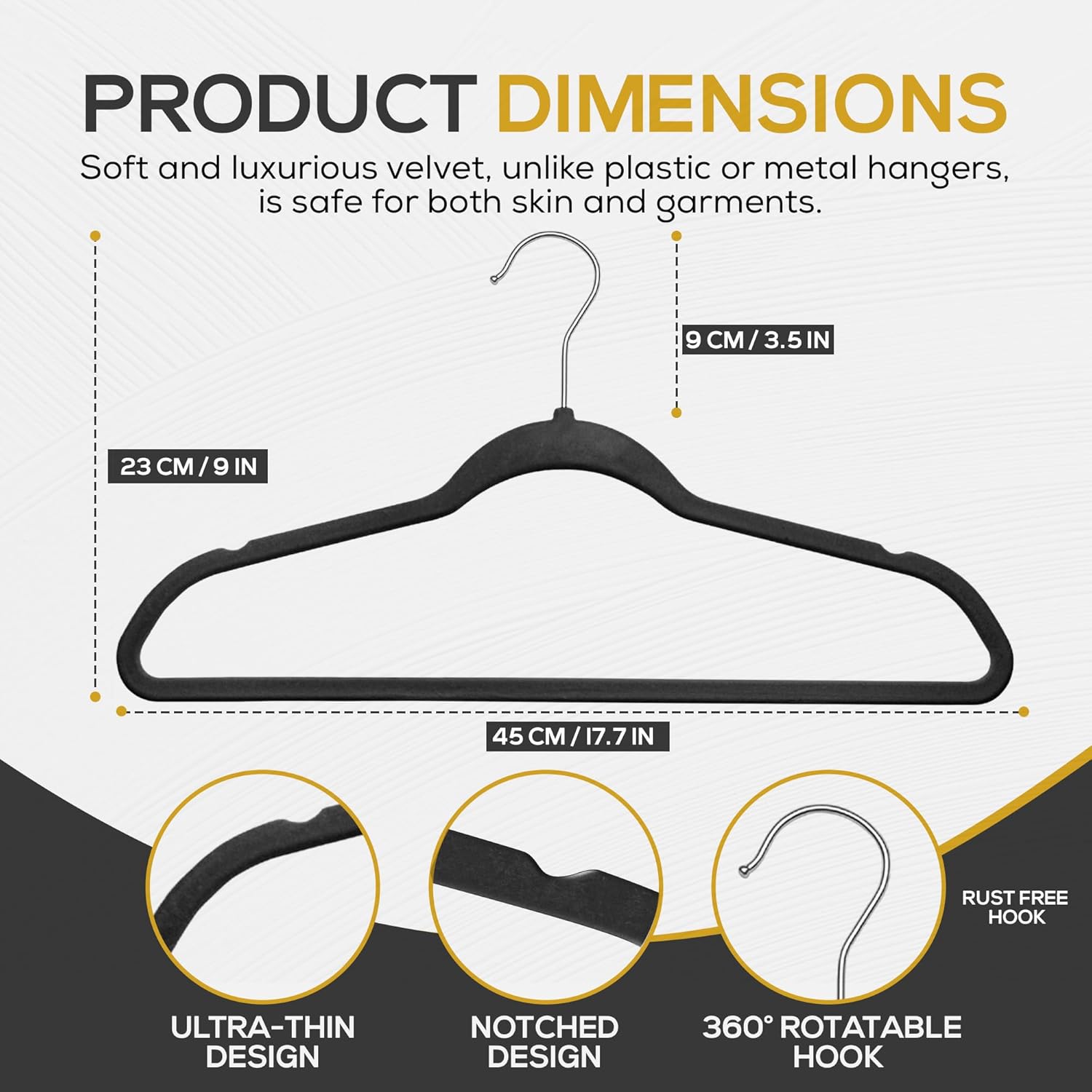 The Boring Hangers - Slim Non Slip Adult Clothes Felt Hangers for Heavy Duty Use