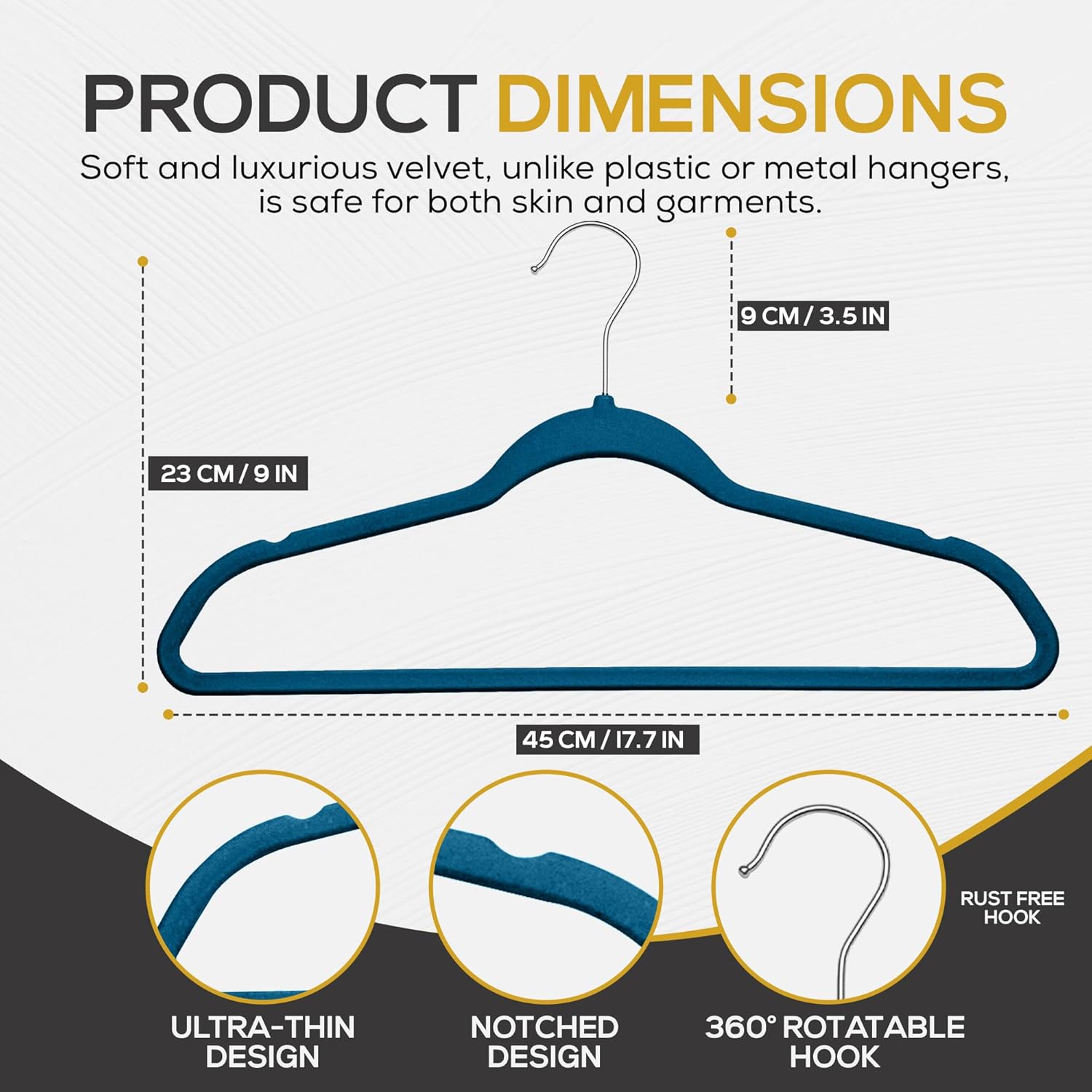 The Boring Hangers - Slim Non Slip Adult Clothes Felt Hangers for Heavy Duty Use