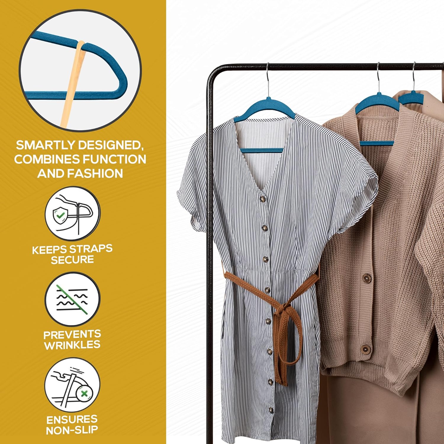 The Boring Hangers - Slim Non Slip Adult Clothes Felt Hangers for Heavy Duty Use