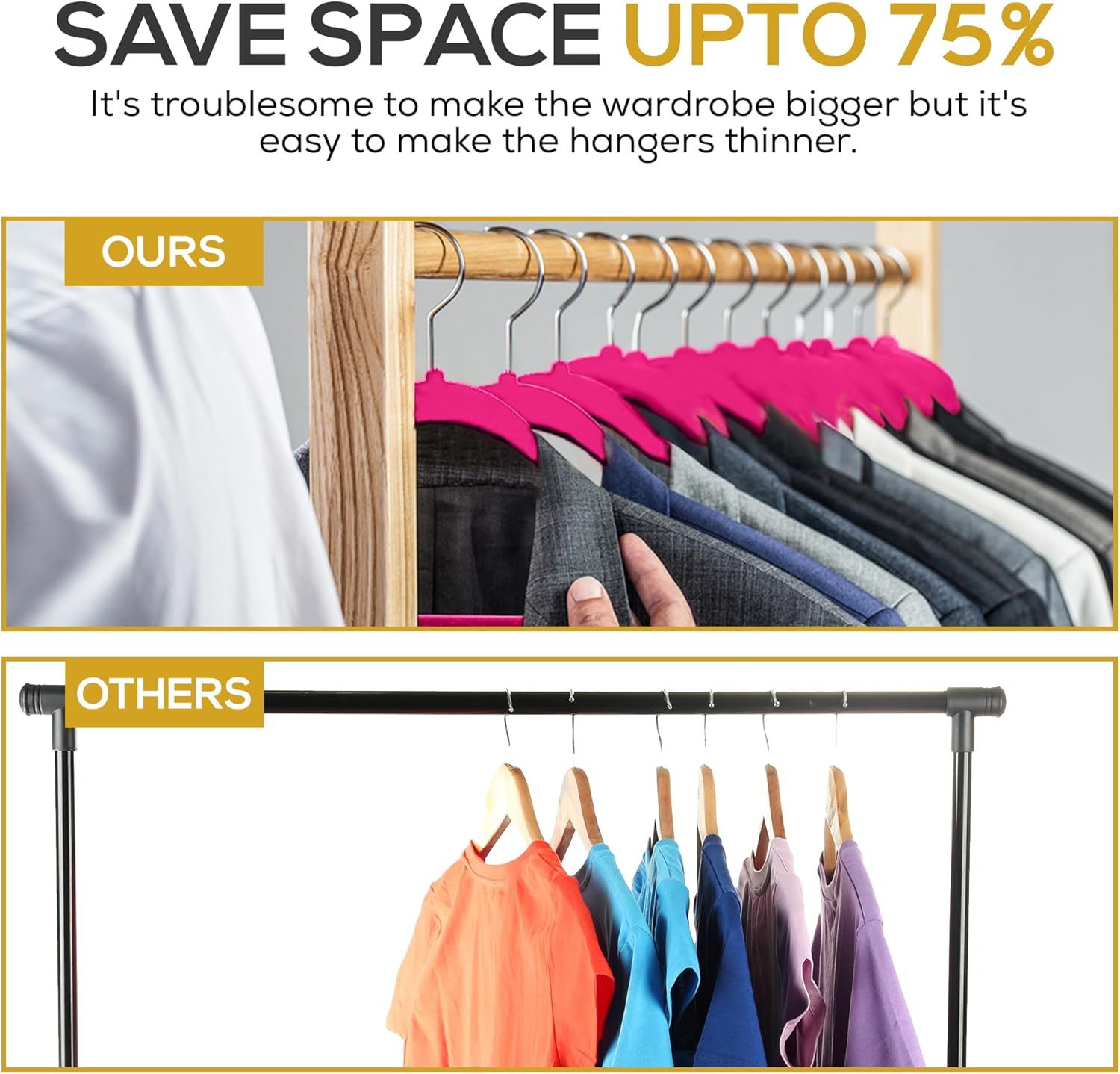 The Boring Hangers - Slim Non Slip Adult Clothes Felt Hangers for Heavy Duty Use