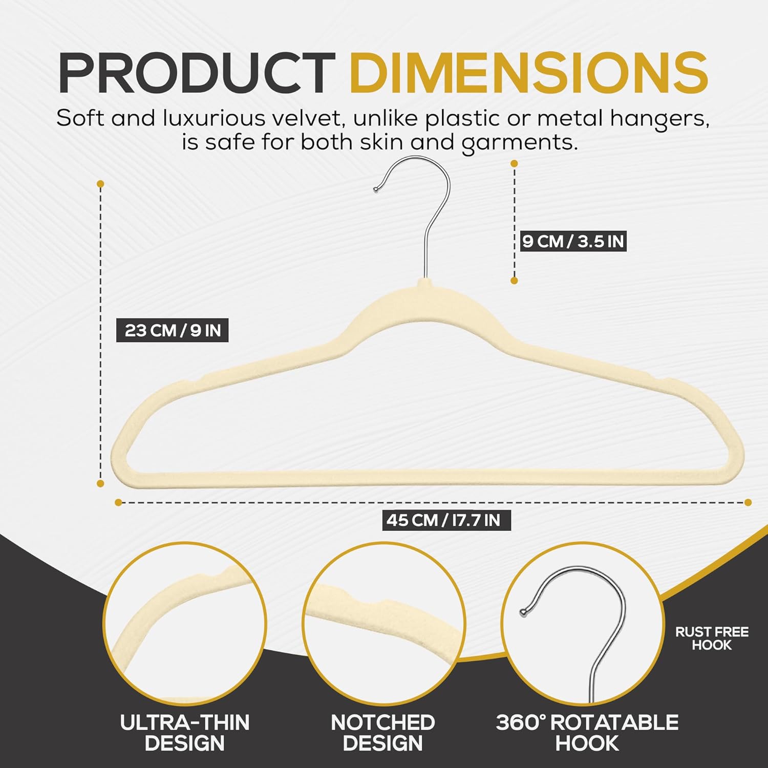 The Boring Hangers - Slim Non Slip Adult Clothes Felt Hangers for Heavy Duty Use