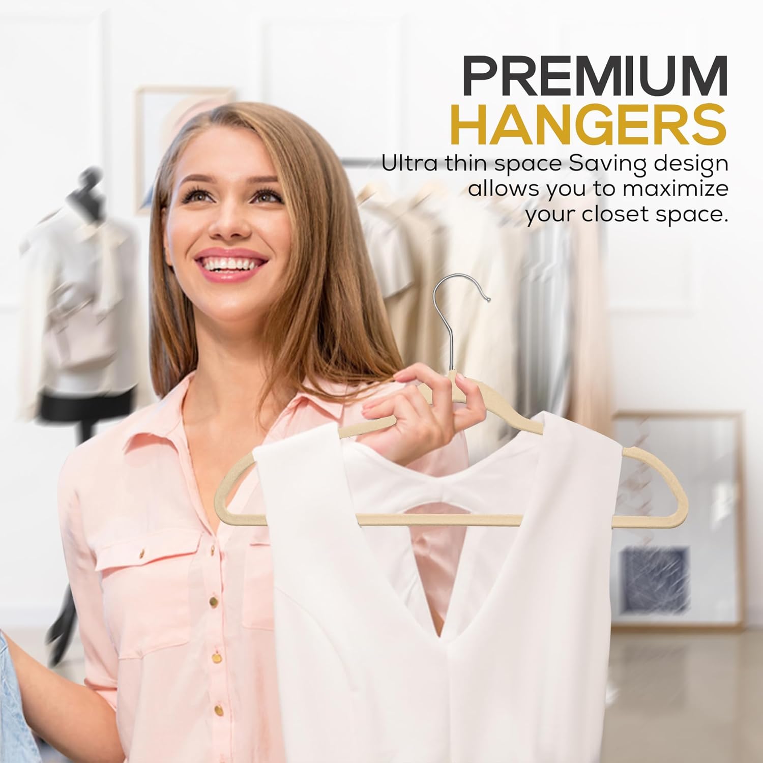 The Boring Hangers - Slim Non Slip Adult Clothes Felt Hangers for Heavy Duty Use