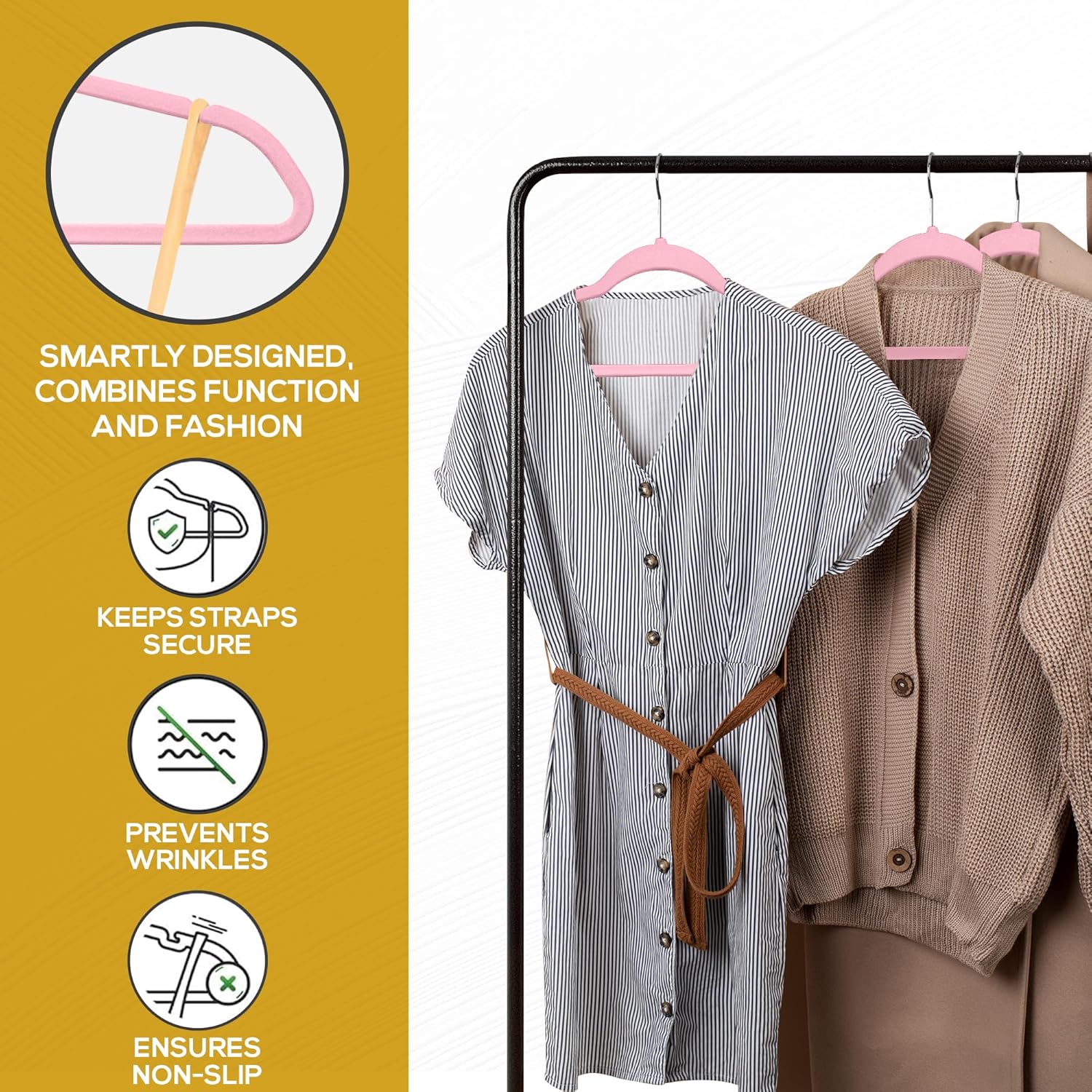 The Boring Hangers - Slim Non Slip Adult Clothes Felt Hangers for Heavy Duty Use