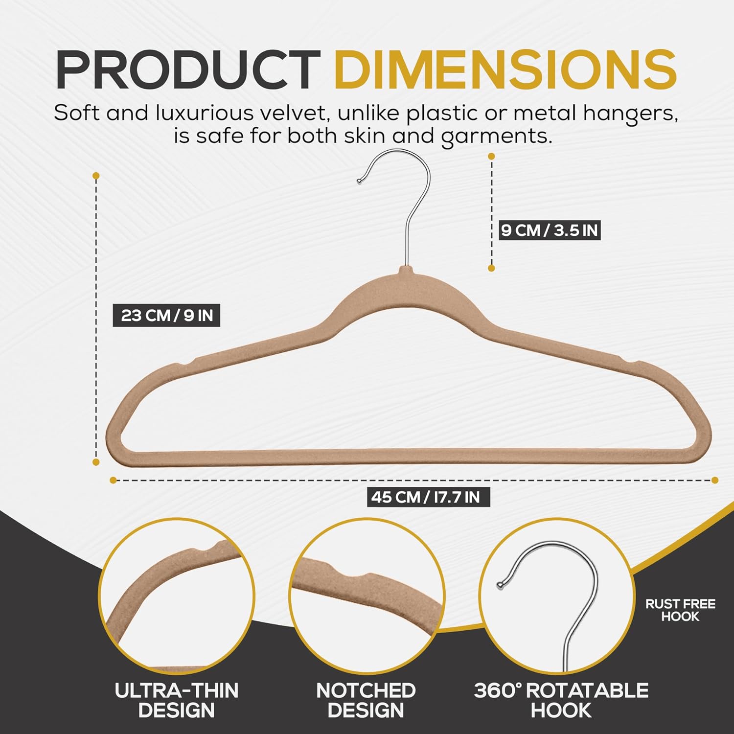 The Boring Hangers - Slim Non Slip Adult Clothes Felt Hangers for Heavy Duty Use