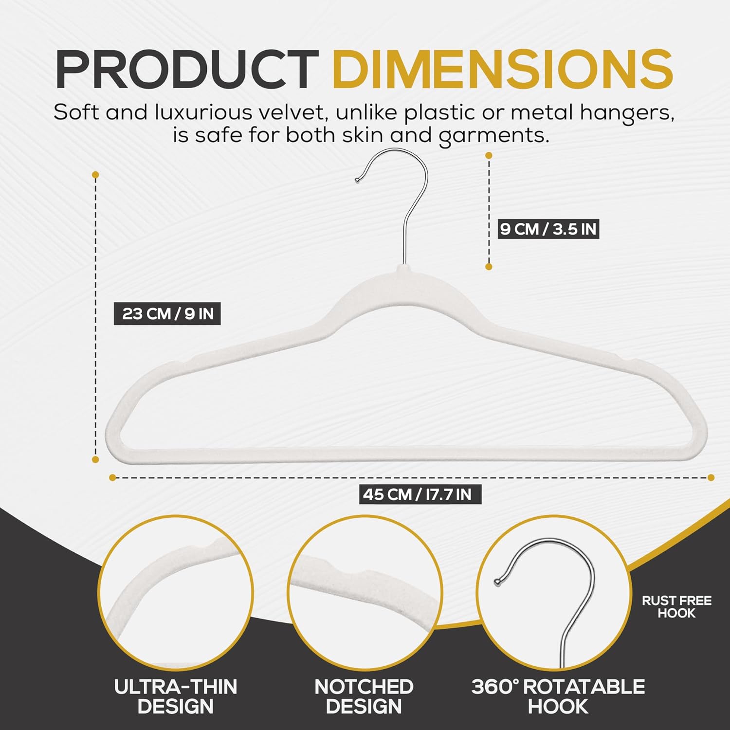 The Boring Hangers - Slim Non Slip Adult Clothes Felt Hangers for Heavy Duty Use