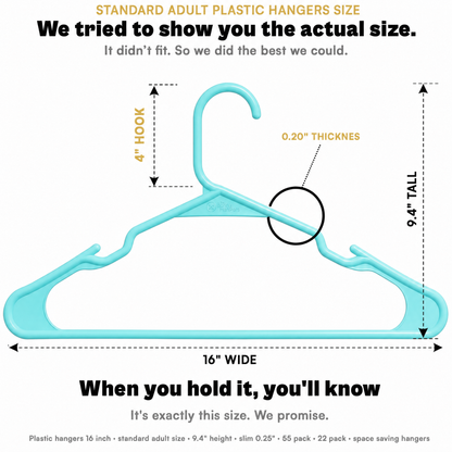 The Boring Hangers 22 Pack - 10 lb Heavy Duty Adult Hangers for Closet, Space Saving & Slim Plastic Hangers for Shirts Suits Jackets - 0.20" Thin Minimalist Hangers.