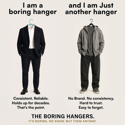 The Boring Hangers 22 Pack - 10 lb Heavy Duty Adult Hangers for Closet, Space Saving & Slim Plastic Hangers for Shirts Suits Jackets - 0.20" Thin Minimalist Hangers.