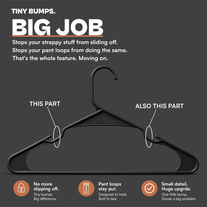 The Boring Hangers 22 Pack - 10 lb Heavy Duty Adult Hangers for Closet, Space Saving & Slim Plastic Hangers for Shirts Suits Jackets - 0.20" Thin Minimalist Hangers.