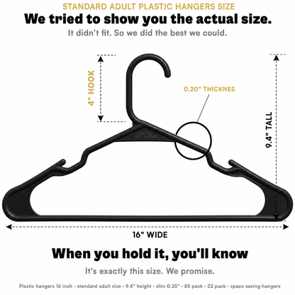 The Boring Hangers 22 Pack - 10 lb Heavy Duty Adult Hangers for Closet, Space Saving & Slim Plastic Hangers for Shirts Suits Jackets - 0.20" Thin Minimalist Hangers.