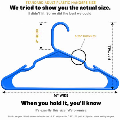 The Boring Hangers 22 Pack - 10 lb Heavy Duty Adult Hangers for Closet, Space Saving & Slim Plastic Hangers for Shirts Suits Jackets - 0.20" Thin Minimalist Hangers.