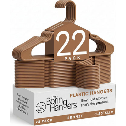 The Boring Hangers 22 Pack - 10 lb Heavy Duty Adult Hangers for Closet, Space Saving & Slim Plastic Hangers for Shirts Suits Jackets - 0.20" Thin Minimalist Hangers.