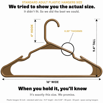 The Boring Hangers 22 Pack - 10 lb Heavy Duty Adult Hangers for Closet, Space Saving & Slim Plastic Hangers for Shirts Suits Jackets - 0.20" Thin Minimalist Hangers.