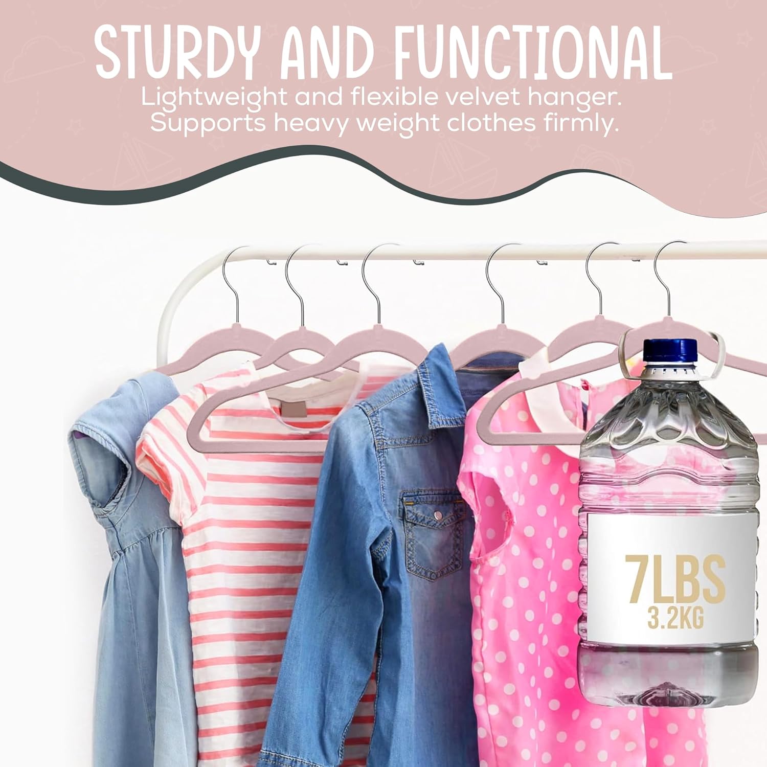 The Boring Hangers - 50 Pack Velvet Kids Hangers - Non Slip 14 Inch Clothes Hangers for Girls, Durable & Lightweight