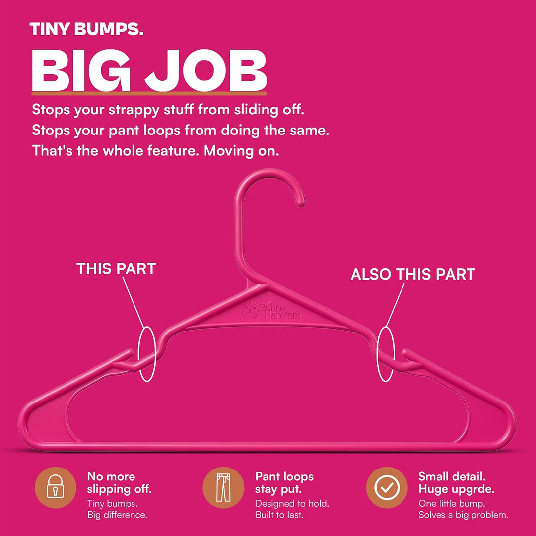 The Boring Hangers 22 Pack - 10 lb Heavy Duty Adult Hangers for Closet, Space Saving & Slim Plastic Hangers for Shirts Suits Jackets - 0.20" Thin Minimalist Hangers.