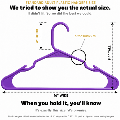 The Boring Hangers 22 Pack - 10 lb Heavy Duty Adult Hangers for Closet, Space Saving & Slim Plastic Hangers for Shirts Suits Jackets - 0.20" Thin Minimalist Hangers.