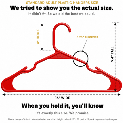 The Boring Hangers 22 Pack - 10 lb Heavy Duty Adult Hangers for Closet, Space Saving & Slim Plastic Hangers for Shirts Suits Jackets - 0.20" Thin Minimalist Hangers.