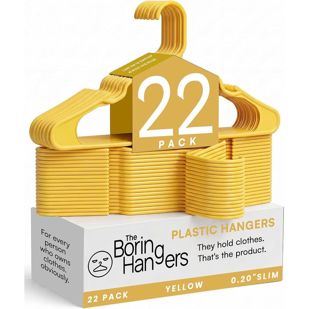 The Boring Hangers 22 Pack - 10 lb Heavy Duty Adult Hangers for Closet, Space Saving & Slim Plastic Hangers for Shirts Suits Jackets - 0.20" Thin Minimalist Hangers.
