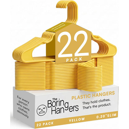 The Boring Hangers 22 Pack - 10 lb Heavy Duty Adult Hangers for Closet, Space Saving & Slim Plastic Hangers for Shirts Suits Jackets - 0.20" Thin Minimalist Hangers.