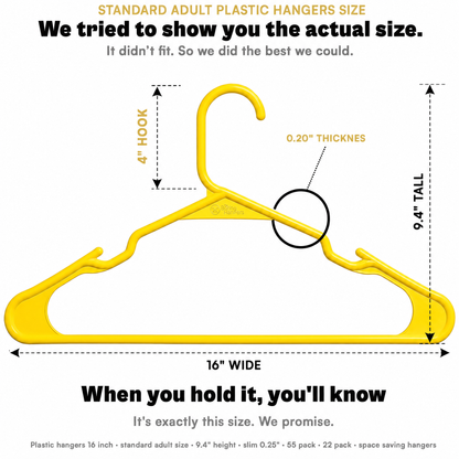 The Boring Hangers 22 Pack - 10 lb Heavy Duty Adult Hangers for Closet, Space Saving & Slim Plastic Hangers for Shirts Suits Jackets - 0.20" Thin Minimalist Hangers.